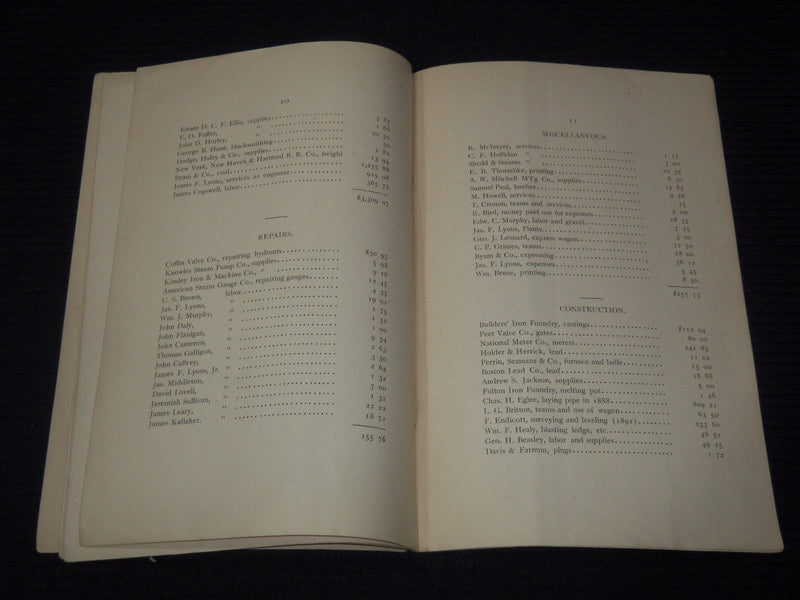 1894 TOWN OF CANTON WATER COMMISSIONERS 6TH ANNUAL REPORT - K 3097