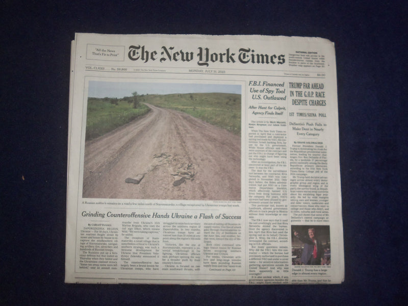 2023 JULY 31 NEW YORK TIMES - TRUMP FAR AHEAD IN THE GOP RACE DESPITE CHARGES