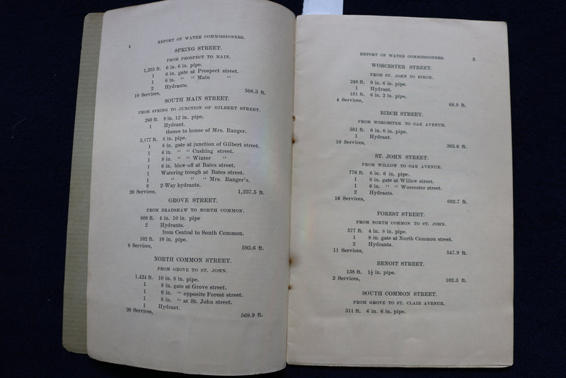 1895 NORTHBROOKFIELD WATER COMMISSIONERS ANNUAL REPORT SOFTCOVER BOOK - K 851