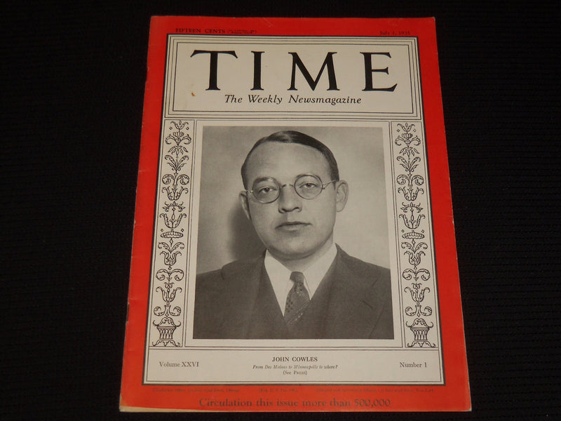 1935 JULY 1 TIME MAGAZINE - JOHN COWLES - T 476
