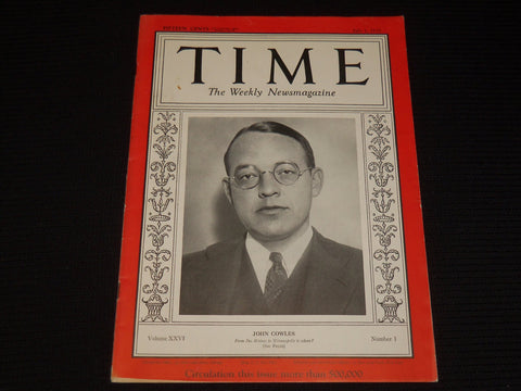 1935 JULY 1 TIME MAGAZINE - JOHN COWLES - T 476