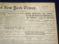 1916 JANUARY 24 NEW YORK TIMES - GERMAN AEROPLANES RAID LONDON - NT 9067