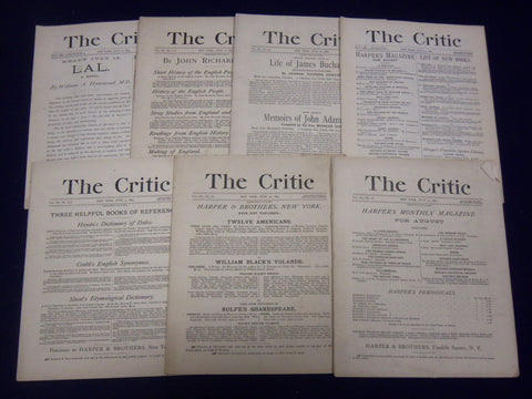 1883-1884 THE CRITIC MAGAZINE LOT OF 7 ISSUES - NICE REVIEWS & ARTICLES - WR 795
