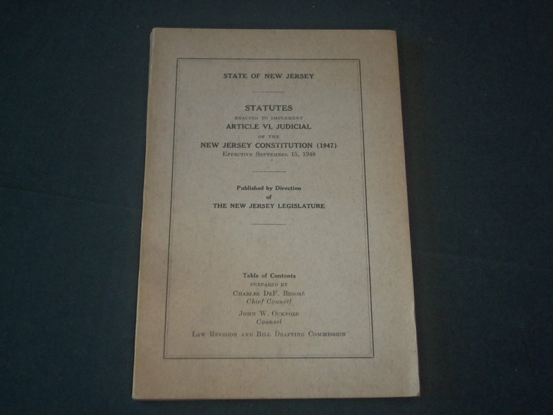 1948 STATE OF NEW JERSEY STATUTES SOFTCOVER BOOK - ARTICLE VI, JUDICIAL - J 3920