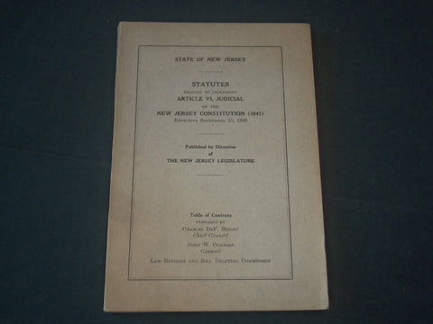 1948 STATE OF NEW JERSEY STATUTES SOFTCOVER BOOK - ARTICLE VI, JUDICIAL - J 3920