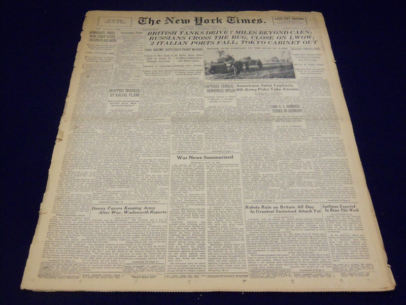 1944 JULY 20 NEW YORK TIMES - 2 ITALIAN PORTS FALL, TOKYO CABINET OUT - NT 1719