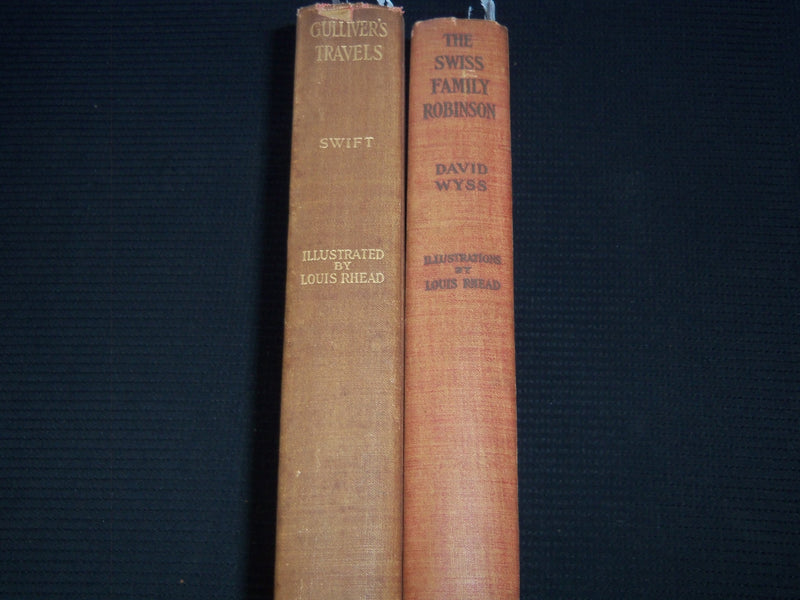 1909-1913 LOUIS RHEAD ILLUSTRATED BOOK LOT OF 2 - GULLIVER'S TRAVEL - KD 7809