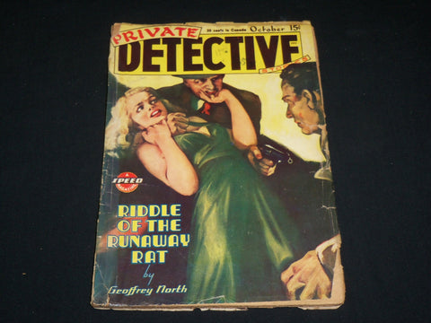 1945 OCTOBER PRIVATE DETECTIVE STORIES PULP MAGAZINE -RIDDLE OF RUNAWAY- ST 3374
