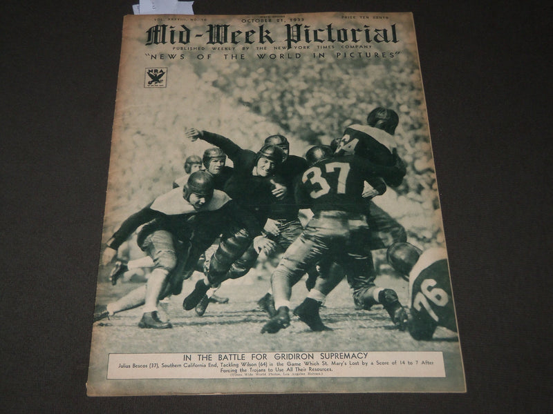 1933 OCTOBER 21 MID-WEEK PICTORIAL MAGAZINE SECTION - GRIDIRON SUPREMECY- J 3225