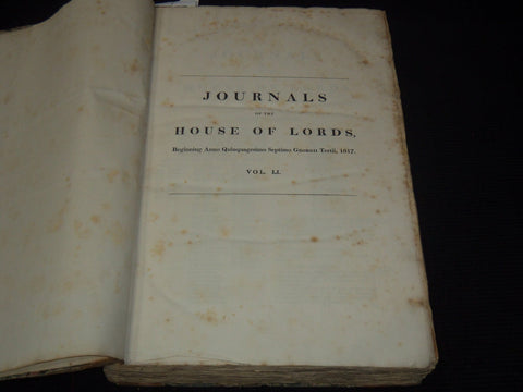 1817-1818 JOURNALS OF THE HOUSE OF LORDS VOLUME NO. 51 - #187