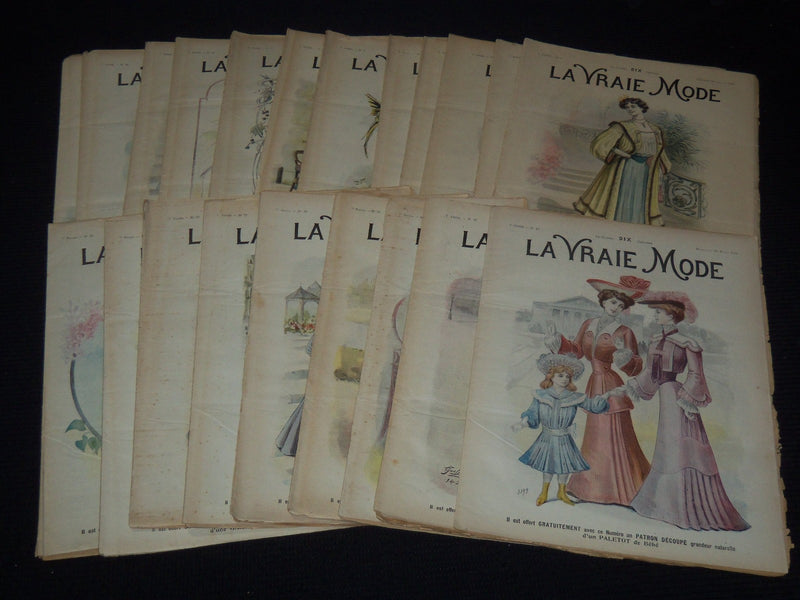 1904 LA VRAIE MODE FRENCH FASHION MAGAZINE LOT OF 22 ISSUES - O 3442F
