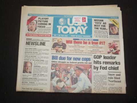 1996 DECEMBER 9 USA TODAY NEWSPAPER-GOP LEADER HITS REMARKS BY FED CHIEF-NP 7839