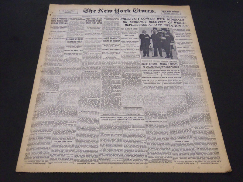 1933 APRIL 22 NEW YORK TIMES - FINDS IN PALESTINE SHOW AGRICULTURE - NT 5236