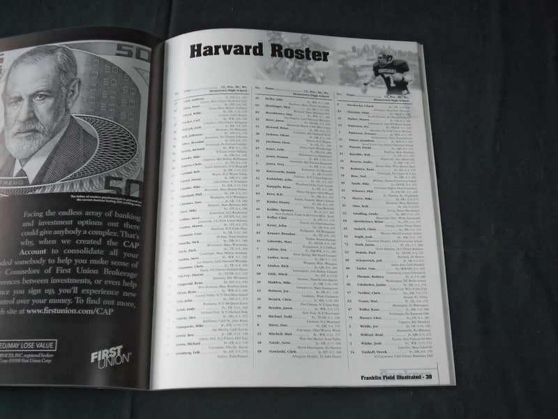 1998 NOVEMBER 18 HARVARD VS. PENN FOOTBALL PROGRAM - J 3754
