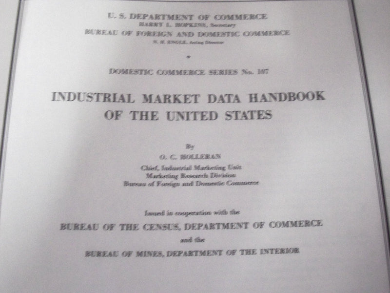 1939 INDUSTRIAL & CONSUMER MARKET DATA HANDBOOK LOT OF 2 - GREAT INFO. - KD 2181