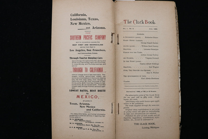 1896 JUNE THE CLACK BOOK - VOLUME 1, NUMBER 3- SOFTCOVER - LOT OF 6 - K 2362