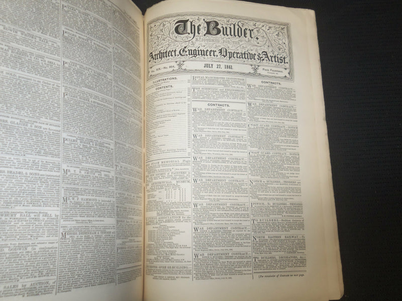 1861 JULY THE BUILDER ARCHITECT MAGAZINE - 4 ISSUES - ILLUSTRATIONS - ST 416L