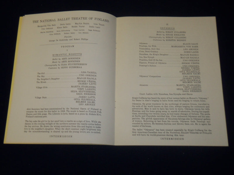 1959-1960 THE NATIONAL BALLET THEATRE OF FINLAND PROGRAM - NICE PHOTOS - J 5081