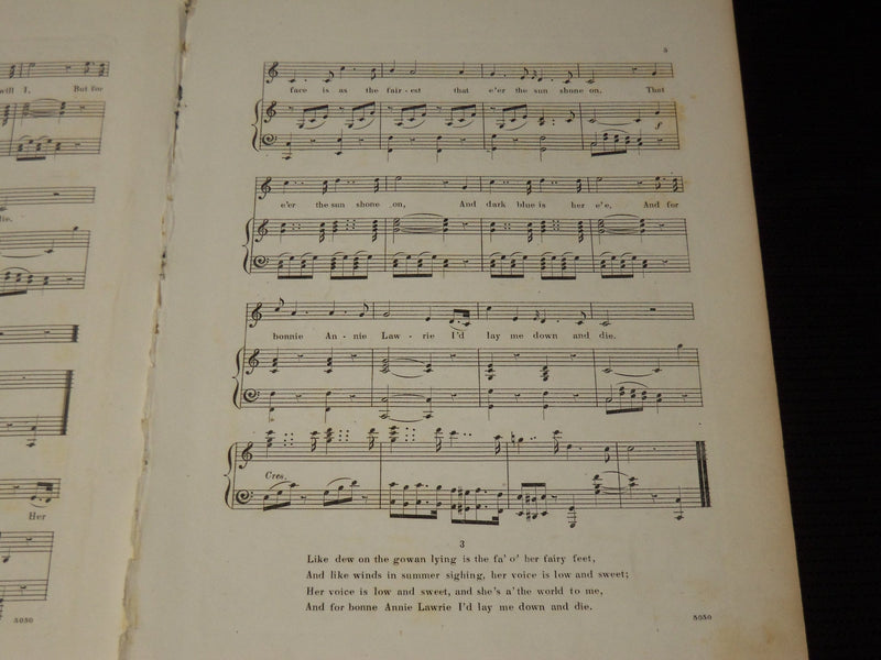 1850'S ANNIE LAWRIE A SCOTCH BALLAD SHEET MUSIC - PIANO FORTE - SP 887H