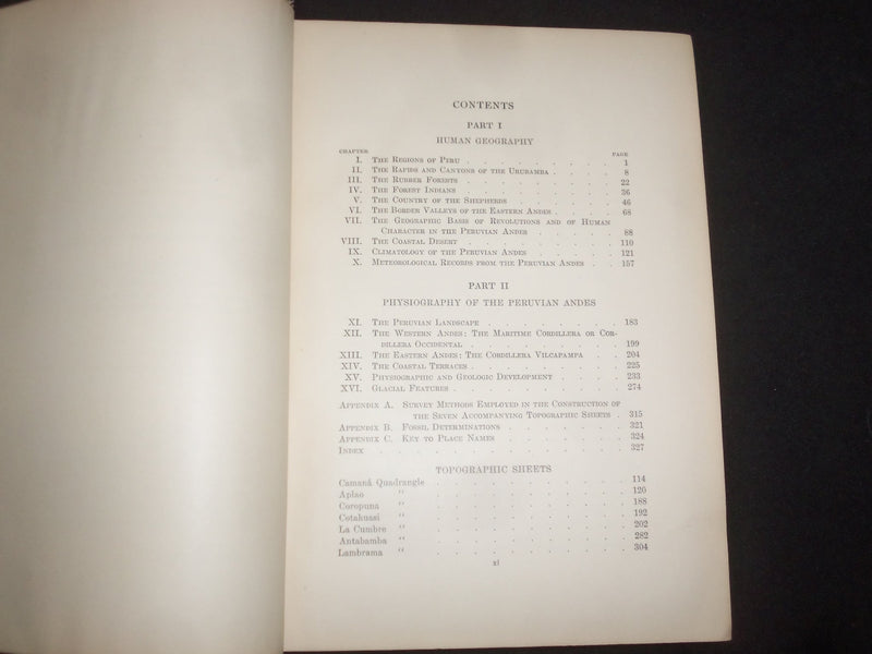 1916 THE ANDES OF SOUTHERN PERU HARDCOVER BOOK BY ISAIAH BOWMAN - KD 9279