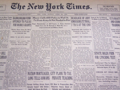 1935 APR 28 NEW YORK TIMES - DEADLOCK OF JURY ENDS SCHULTZ TRIAL - NT 1957