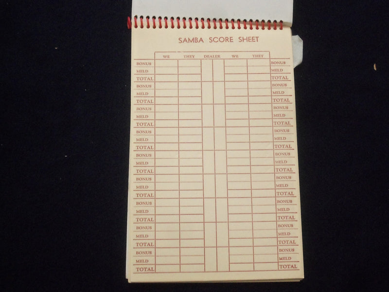 1952 SAMBA AMERICAN THREE DECK CANASTA W/RULES SOFTCOVER-94 SCORESHEETS - J 9633