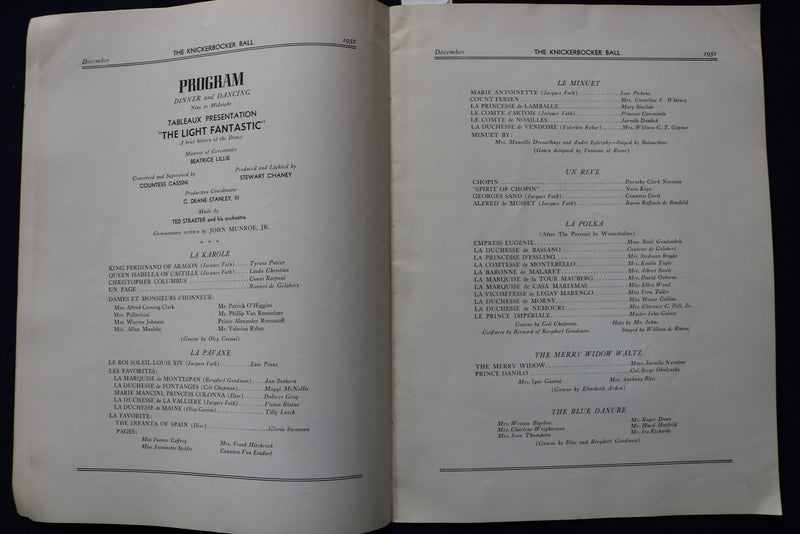 1951 DECEMBER 14 THE KNICKERBOCKER BALL PROGRAM - K 1738