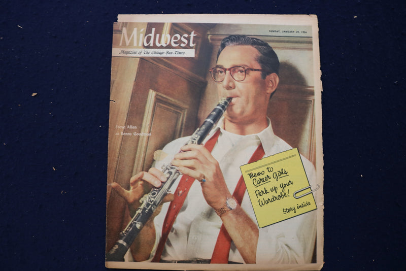 1956 JANUARY 29 MIDWEST MAGAZINE - STEVE ALLEN AS BENNY GOODMAN COVER - E 23060