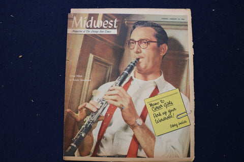 1956 JANUARY 29 MIDWEST MAGAZINE - STEVE ALLEN AS BENNY GOODMAN COVER - E 23060
