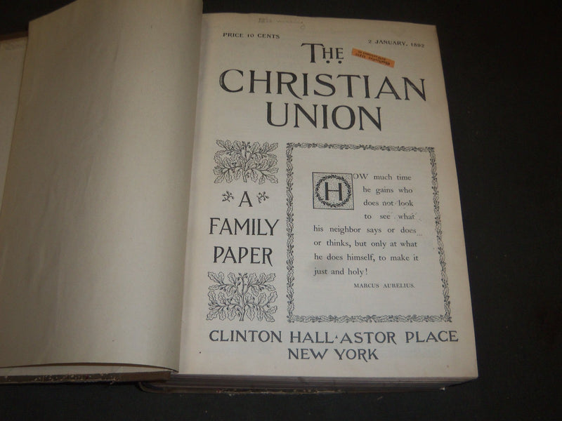 1892 THE CHRISTIAN UNION MAGAZINE 2 BOUND VOLUMES - NICE ILLUS & ADS - R 635