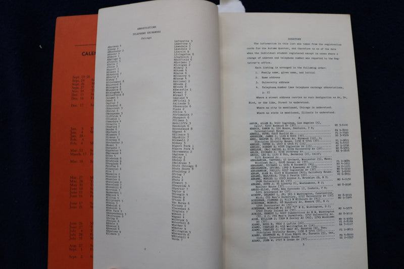 1949-1950 THE UNIVERSITY OF CHICAGO STUDENT DIRECTORY SOFTCOVER BOOK - K 866