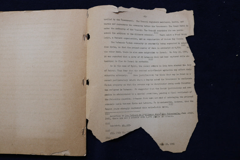 1951 ARAB COUNTRIES OF NEAR EAST & JEWISH COMMUNITIES SOFTCOVER BOOK - K 661