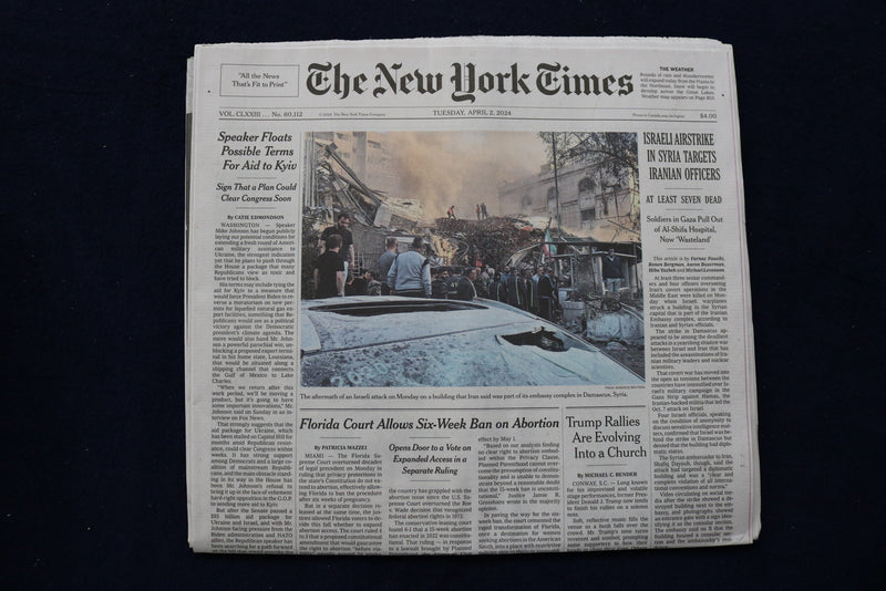 2024 APRIL 2 NEW YORK TIMES- ISRAELI AIRSTRIKE IN SYRIA TARGETS IRANIAN OFFICERS