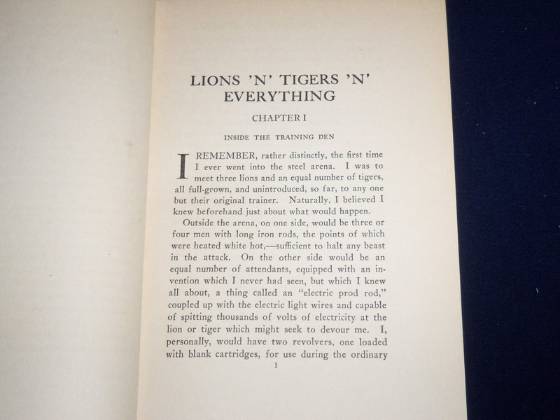 1925 LIONS 'N' TIGERS EVERYTHING HARDCOVER BOOK BY COURTNEY COOPER - KD 3867P