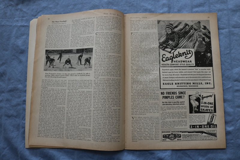 1938 OCTOBER THE OPEN ROAD FOR BOYS MAGAZINE - SIX-MAN FOOTBALL - ST 5510K
