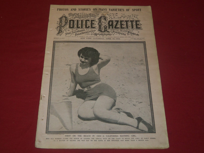 1922 APRIL 15 THE NATIONAL POLICE GAZETTE MAGAZINE - BASEBALL PHOTOS - B 5738