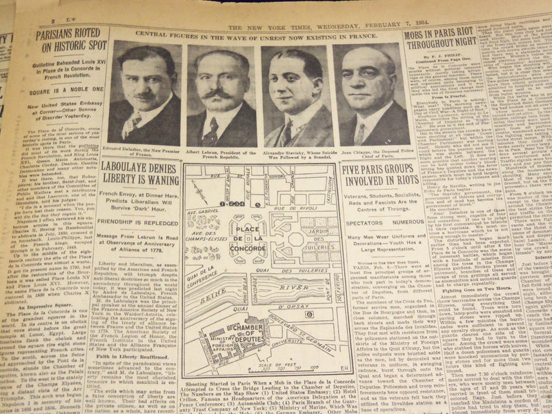 1934 FEBRUARY 7 NEW YORK TIMES - SHOUTING MOBS RIOT ALL NIGHT IN PARIS - NT 1677