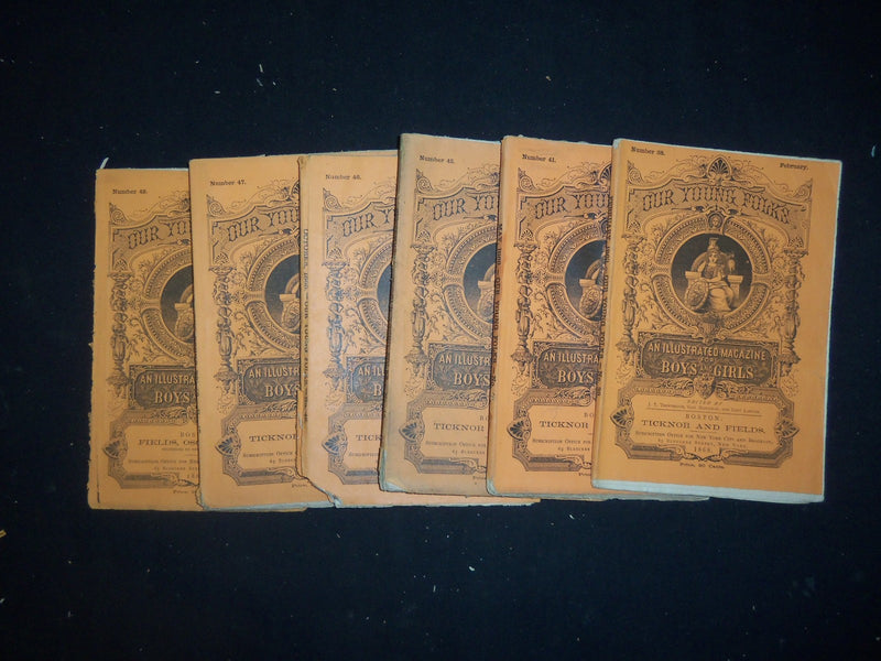 1868 OUR YOUNG FOLKS MAGAZINE - LOT OF 6 ISSUES - WR 1155