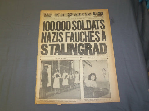 1942 SEP 26 LA PATRIE NEWSPAPER-FRENCH-100,000 SOLDATS NAZIS A STALINGRAD-FR2103