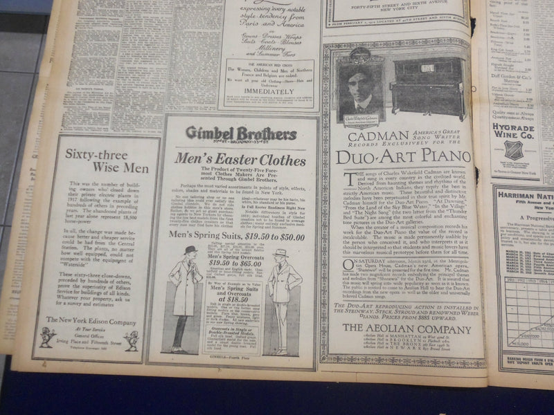 1918 MARCH 22 NEW YORK TIMES - GERMANS OPEN DRIVE AGAINST BRITISH - NT 8163
