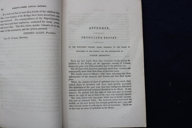 1848 REFORMATION OF JUVENILE DELINQUENTS REPORT SOFTCOVER BOOK - K 838