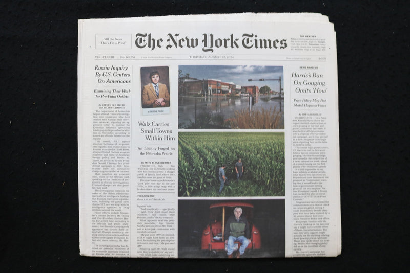 2024 AUGUST 22 NEW YORK TIMES - RUSSIA INQUIRY BY U.S. CENTERS ON AMERICANS