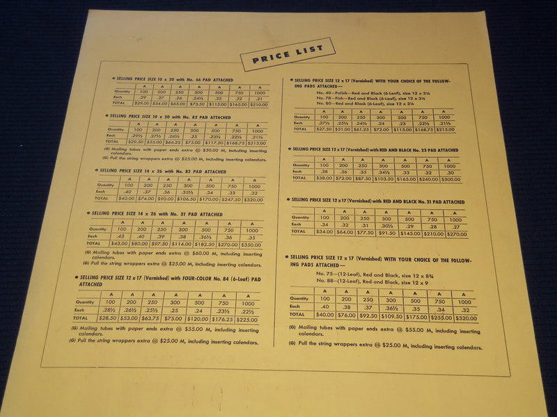 1955 BEAUX-ART HANGERS CALENDAR SALESMAN SAMPLE SHEETS BOOK - C 14