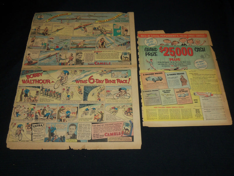 1930'S-1960'S SPORTS COLOR COMICS AD PAGES LOT OF 13 - NP 1847C