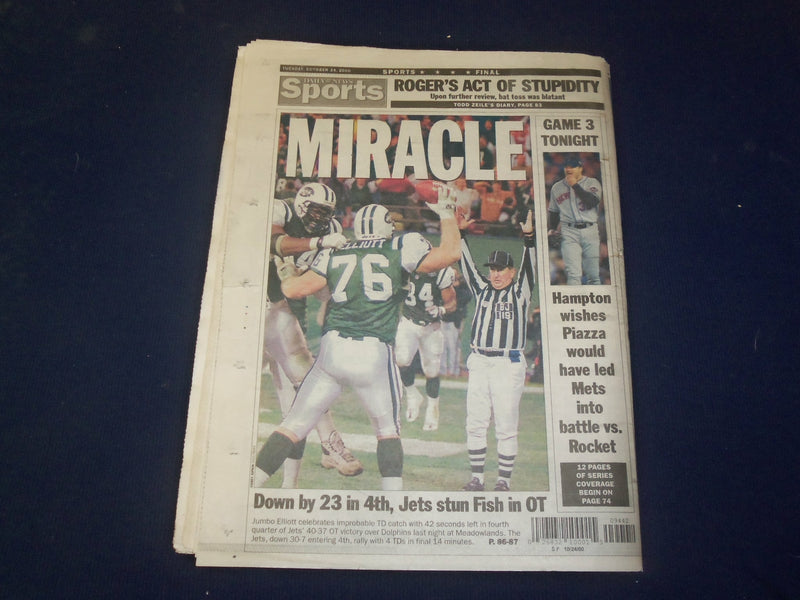 2000 OCT 24 NY DAILY NEWS NEWSPAPER -ROGER CLEMENS THROWS BAT AT PIAZZA- NP 4064