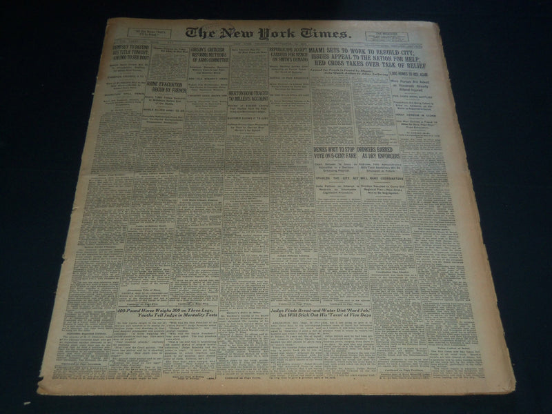 1926 SEPTEMBER 23 NEW YORK TIMES NEWSPAPER - DEMPSEY TO DEFEND TITLE - NT 7573