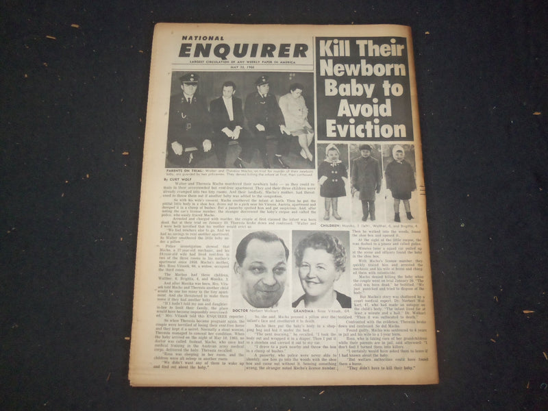 1966 MAY 22 NATIONAL ENQUIRER NEWSPAPER - CUT MAN IN HALF TO SAVE LIFE - NP 7413