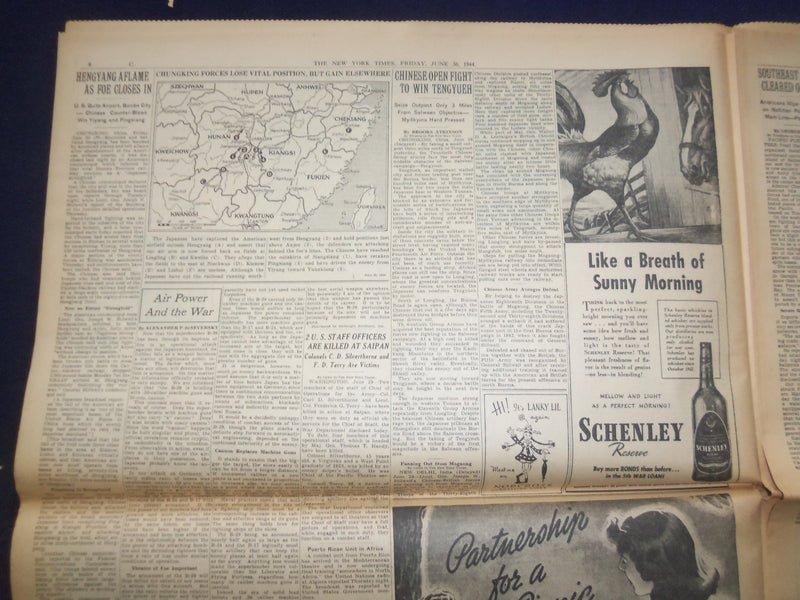 1944 JUNE 30 NEW YORK TIMES -GERMANS LASH OUT AT PINCERS GRIPPING CAEN - NP 6581