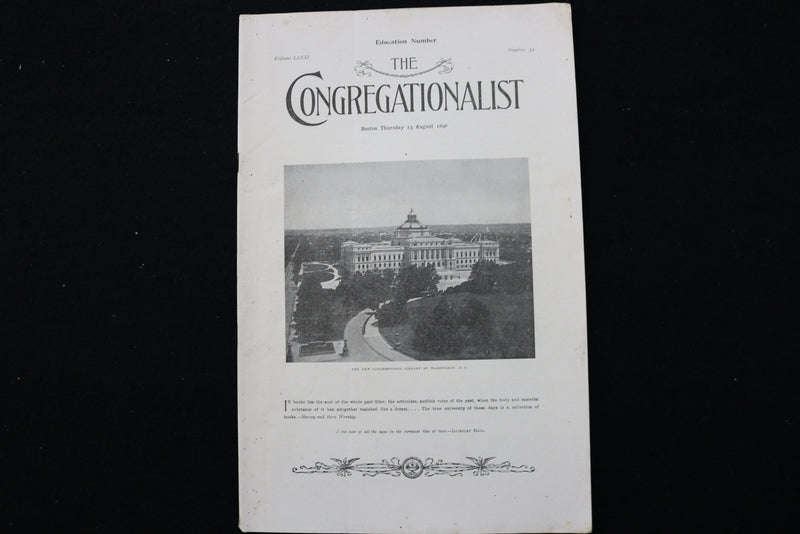 1896 AUGUST 13 THE CONGREGATIONALIST MAGAZINE -NEW CONGRESSIONAL LIBRARY- K 2343