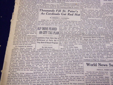 1946 FEBRUARY 22 NEW YORK TIMES - CARDINALS GET RED HAT - NT 3172